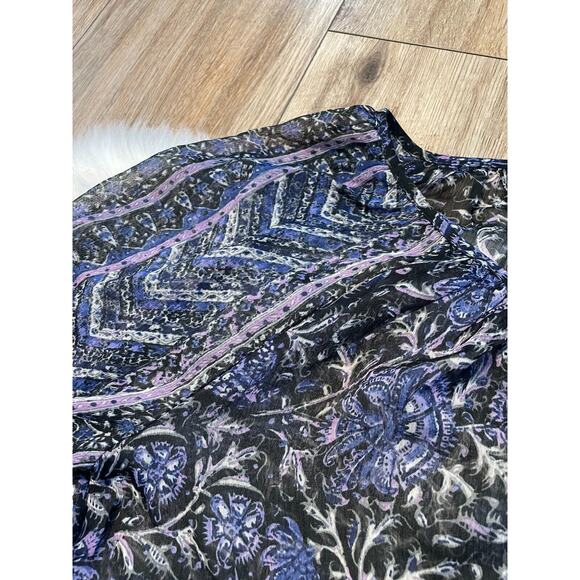 NWT Lucky Brand Live in Love Womens Sz Medium Sheer Blouse Boho Peasant - Picture 5 of 15